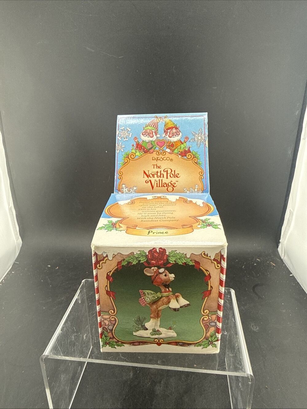 Vintage Enesco North Pole Village Prince Reindeer Figurine 1986 New Old Stock
